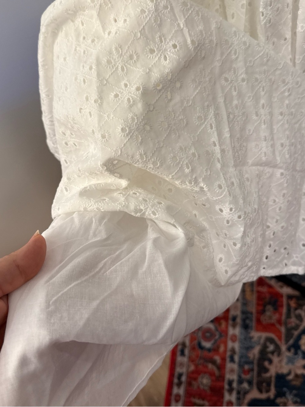Elan White Mixed media design with ribbed knit bodice and eyelet skirt sizeM NWT - Picture 9 of 9